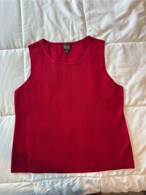 Eileen Fisher Red Sleeveless Merino Wool Sweater